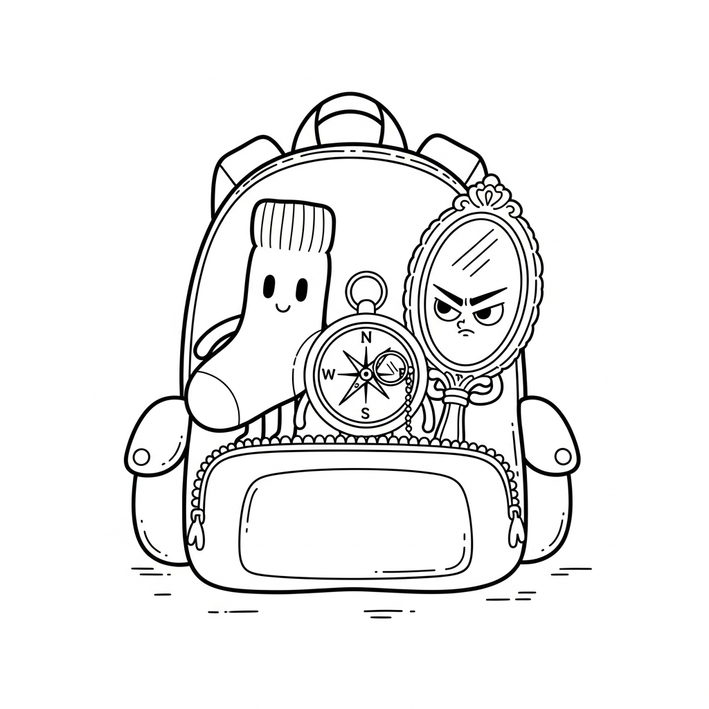 Coloriage Chaussette Rayée et le Miroir Moqueur