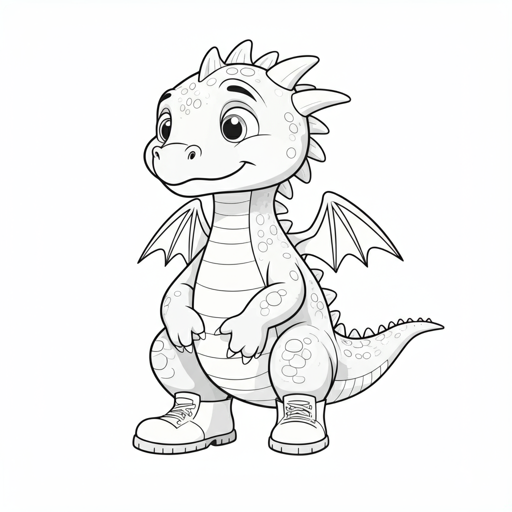 Coloriage Les Bottes Trop Grandes de Pip le Dragon