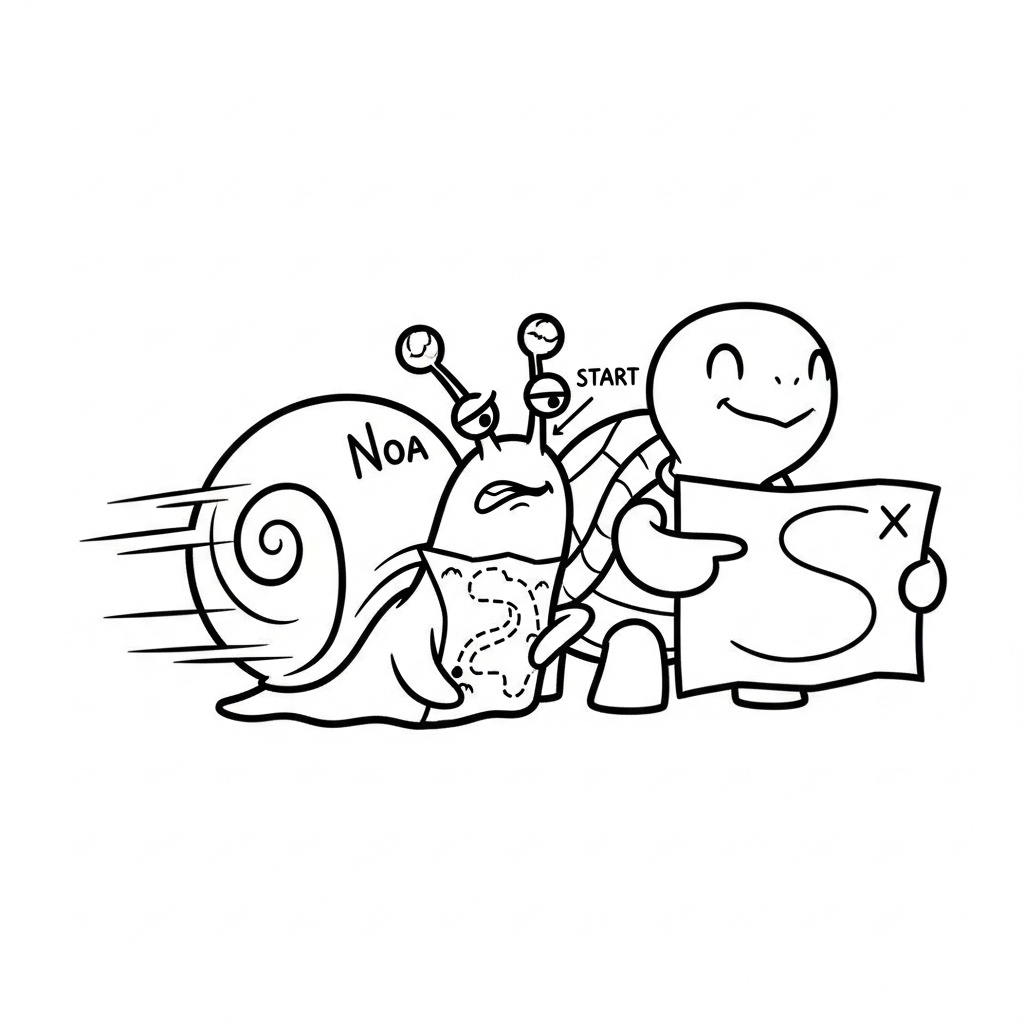 Coloriage Noa et la carte qui change tout le temps