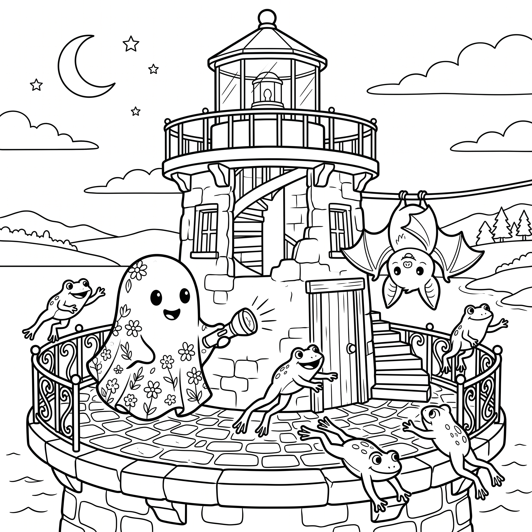Coloriage Barnabé et les Grenouilles Fluo du Grand Phare