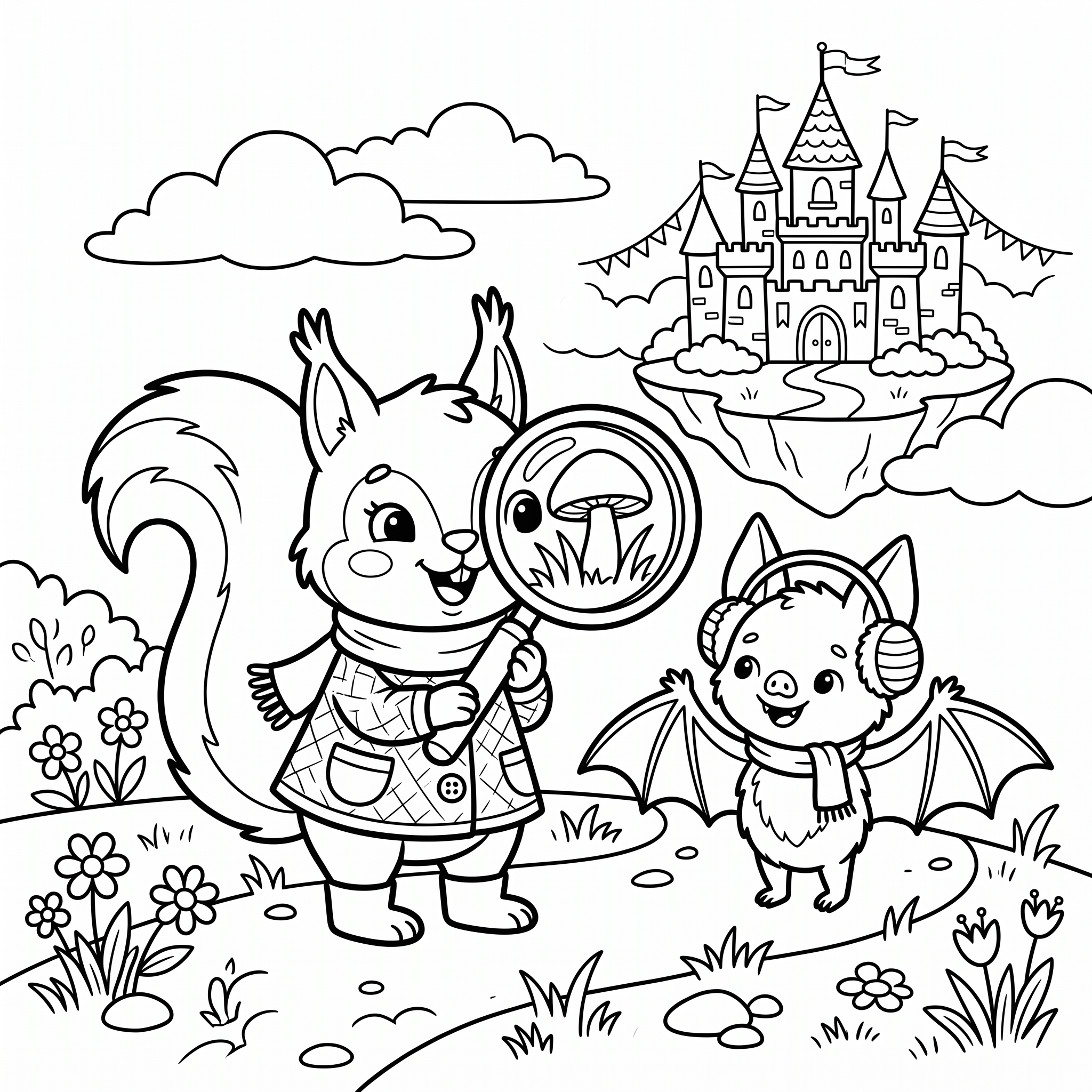 Coloriage Barthélemy et le Château Sauteur