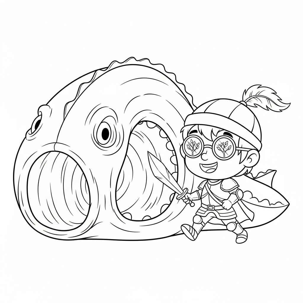 Coloriage Ethan retrouve le chant de la baleine