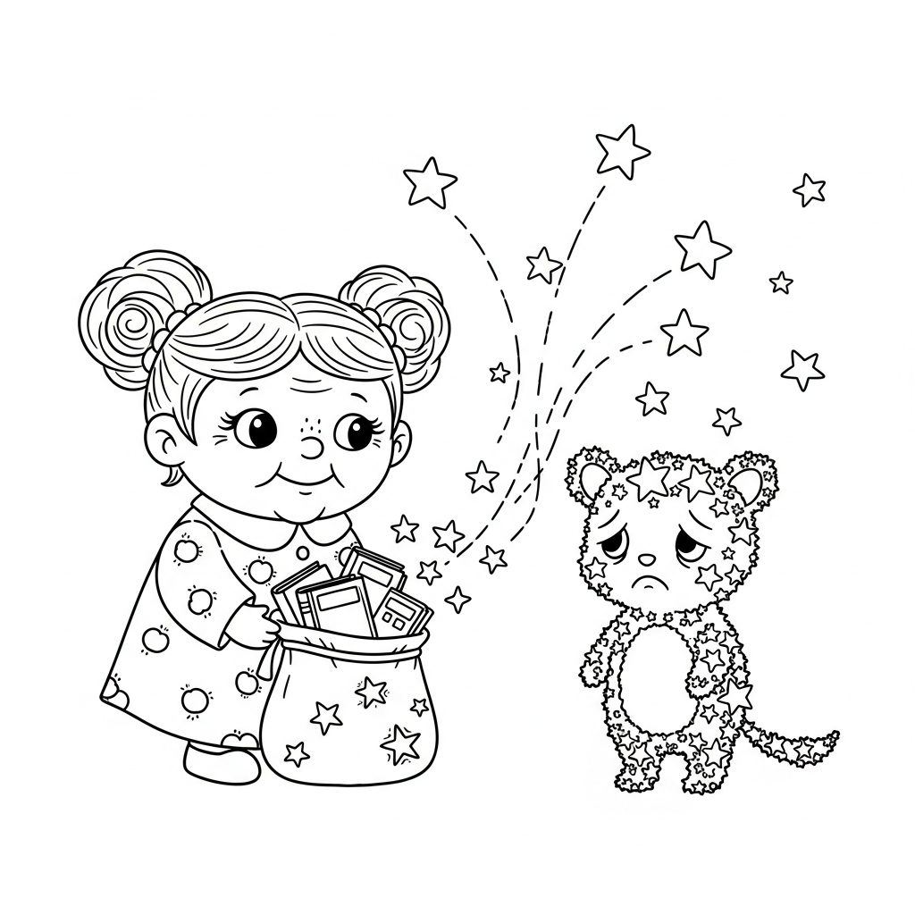 Coloriage Féerie et le petit ours qui avait perdu sa lumière