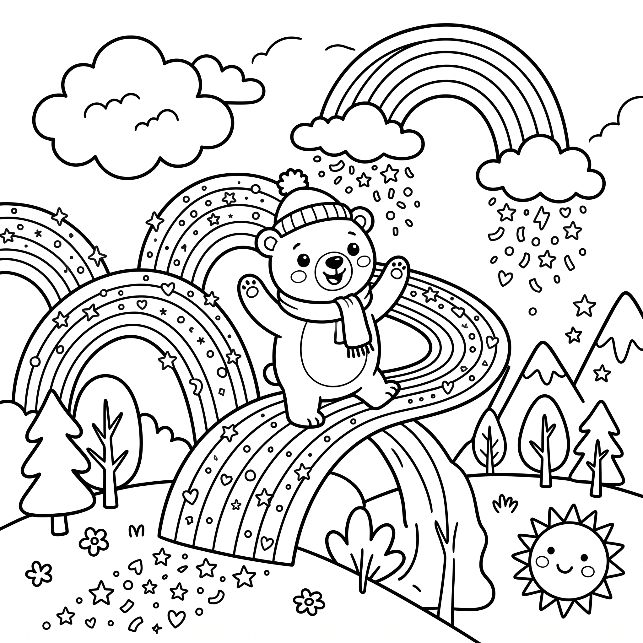Coloriage Flocon et les Arcs-en-Ciel Confettis