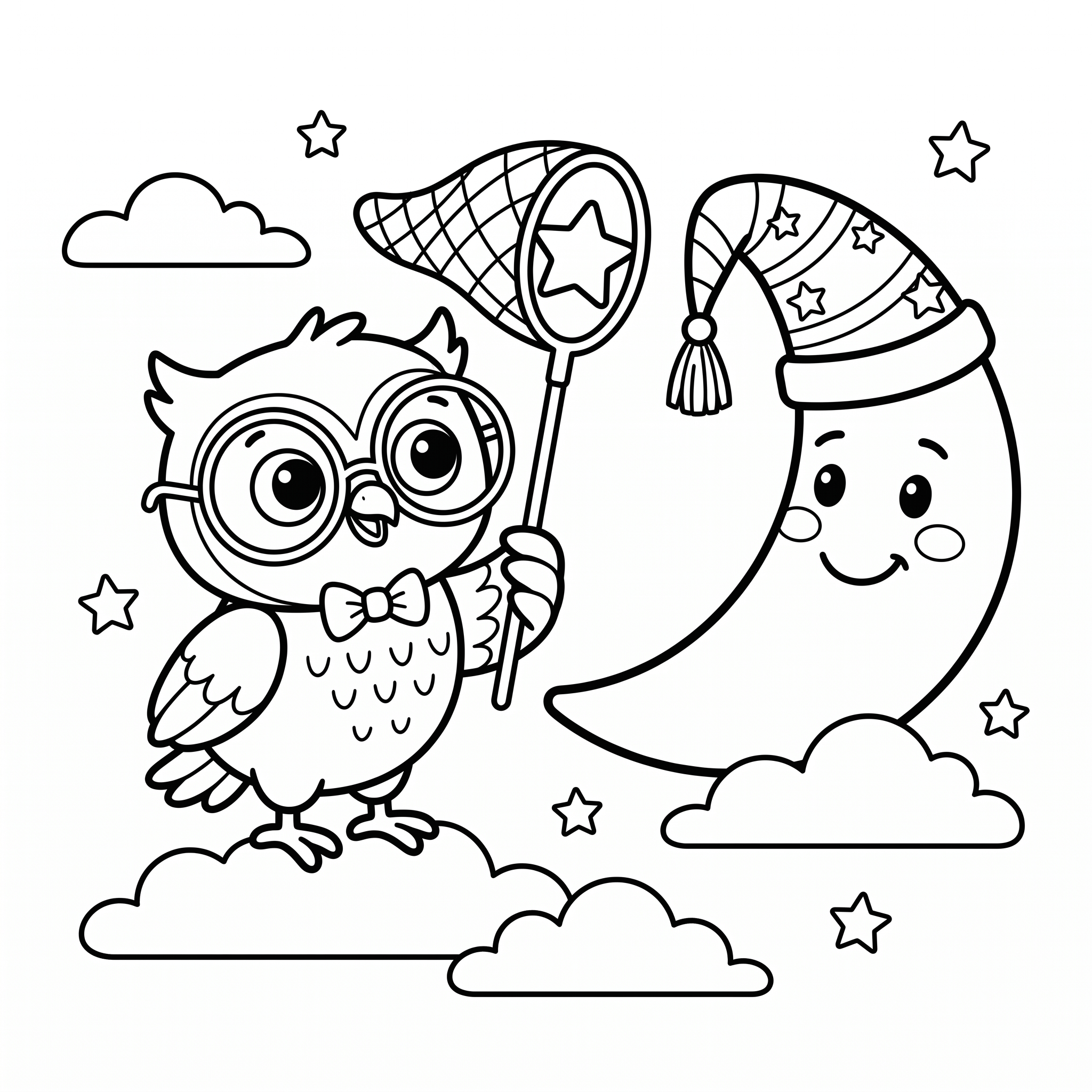 Coloriage Gédéon et le Bonnet de la Lune
