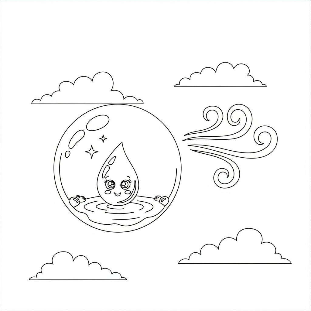 Coloriage Gouttelette et le Grand Voyage Nuageux