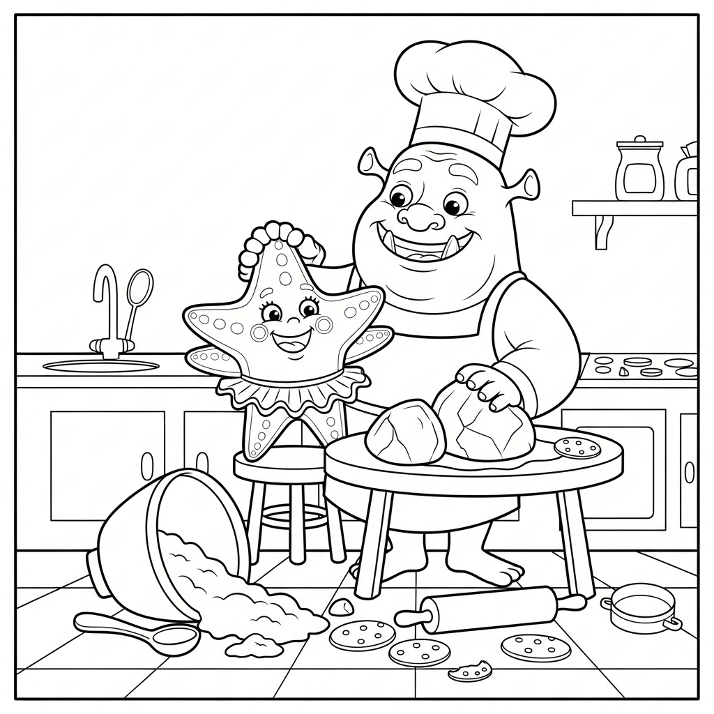 Coloriage Jojo l'étoile et la tarte de l'ogre