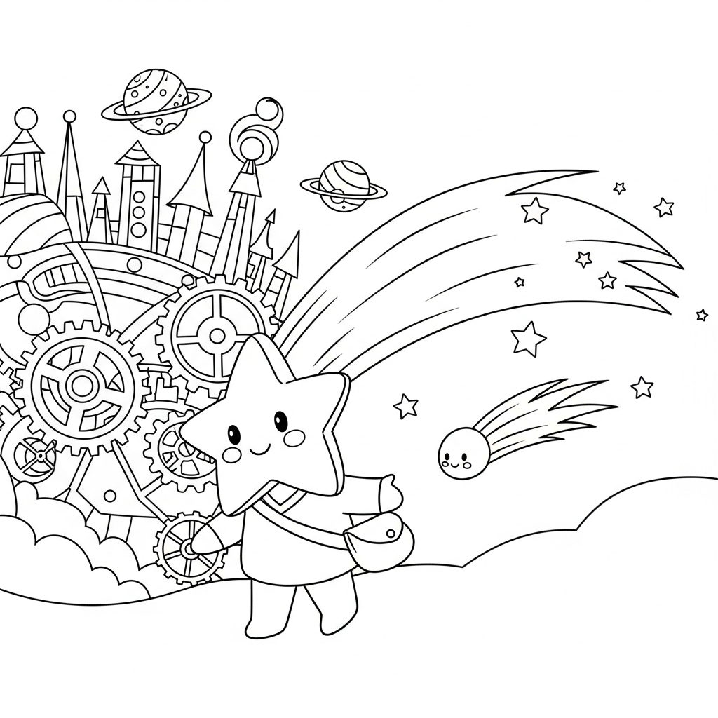 Coloriage L'Étoile Filante qui Prenait son Temps