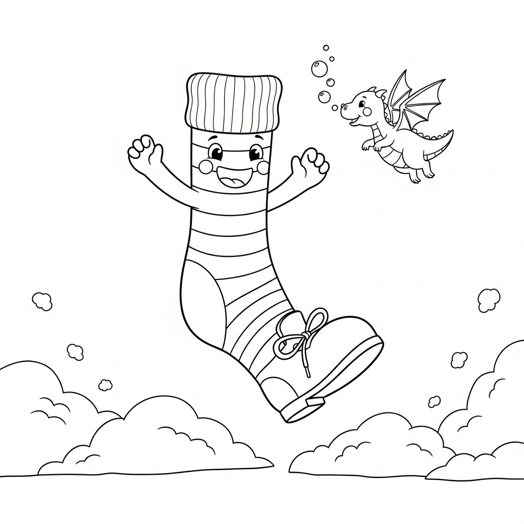 Coloriage La Grande Évasion de Chaussette Chaussette