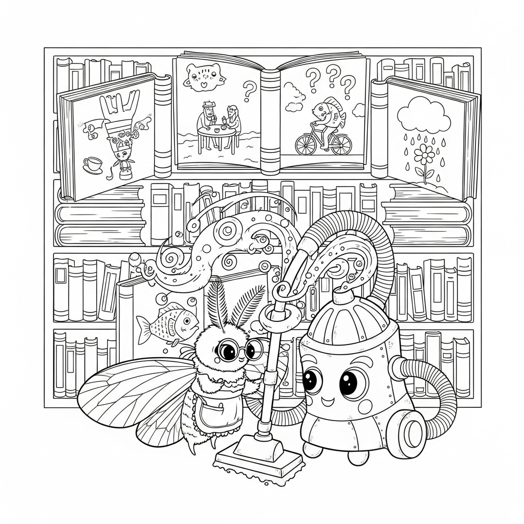 Coloriage La Papillote, l'Aspirateur et les Contes Sens Dessus Dessous