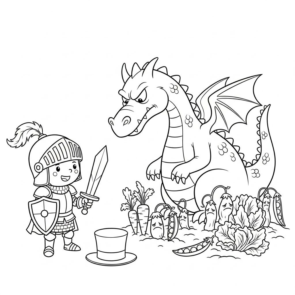 Coloriage Le Chevalier Chatouille et le Secret du Jardin Rieur