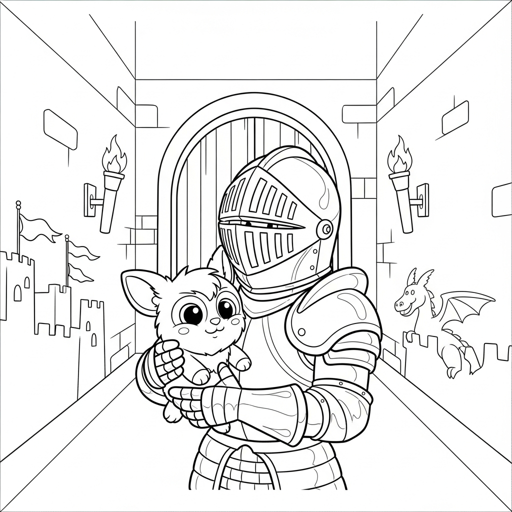Coloriage Le Chevalier qui Chassait les Rires dans le Noir