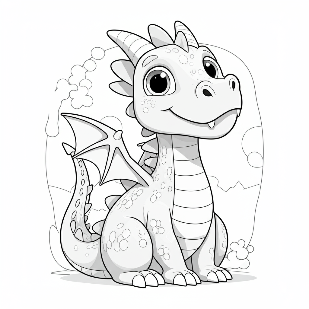 Coloriage Draco, le Dragon qui Crachait des Bulles de Savon