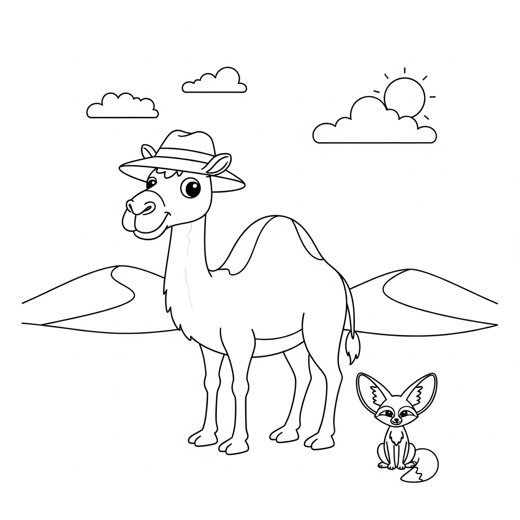 Coloriage Le Dromadaire aux Mille Chapeaux et la Danse des Dunes