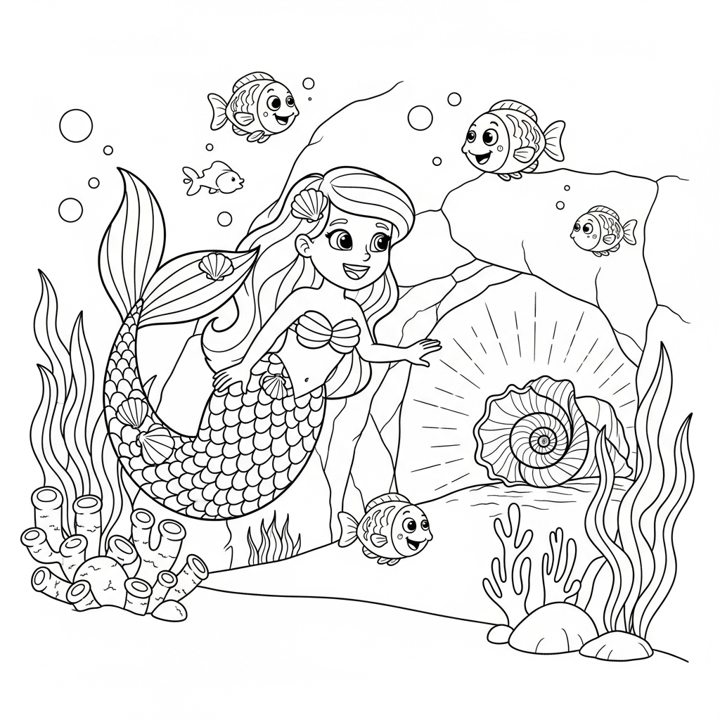 Coloriage Le Grand Plouf de la Sirène Paillette