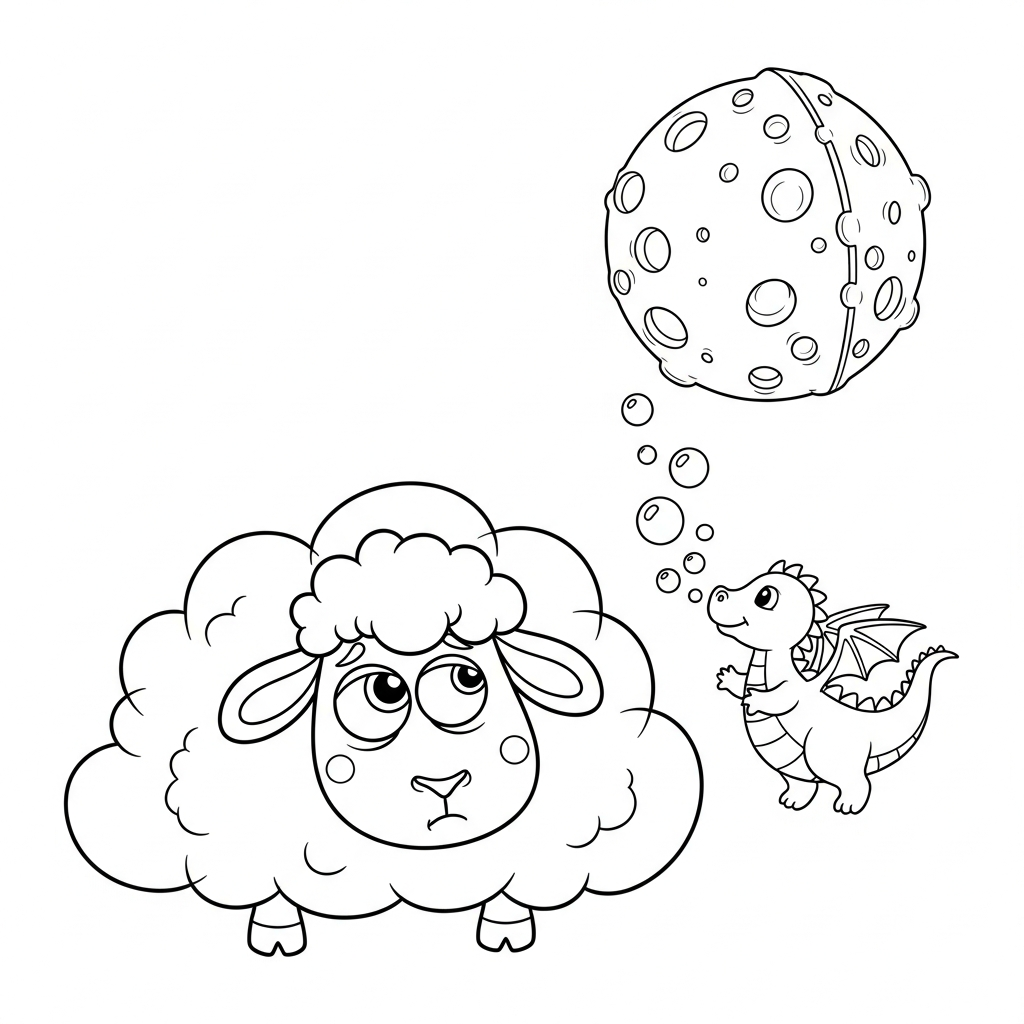 Coloriage Le Nuage qui avait le Vertige et le Dragon Bulleur