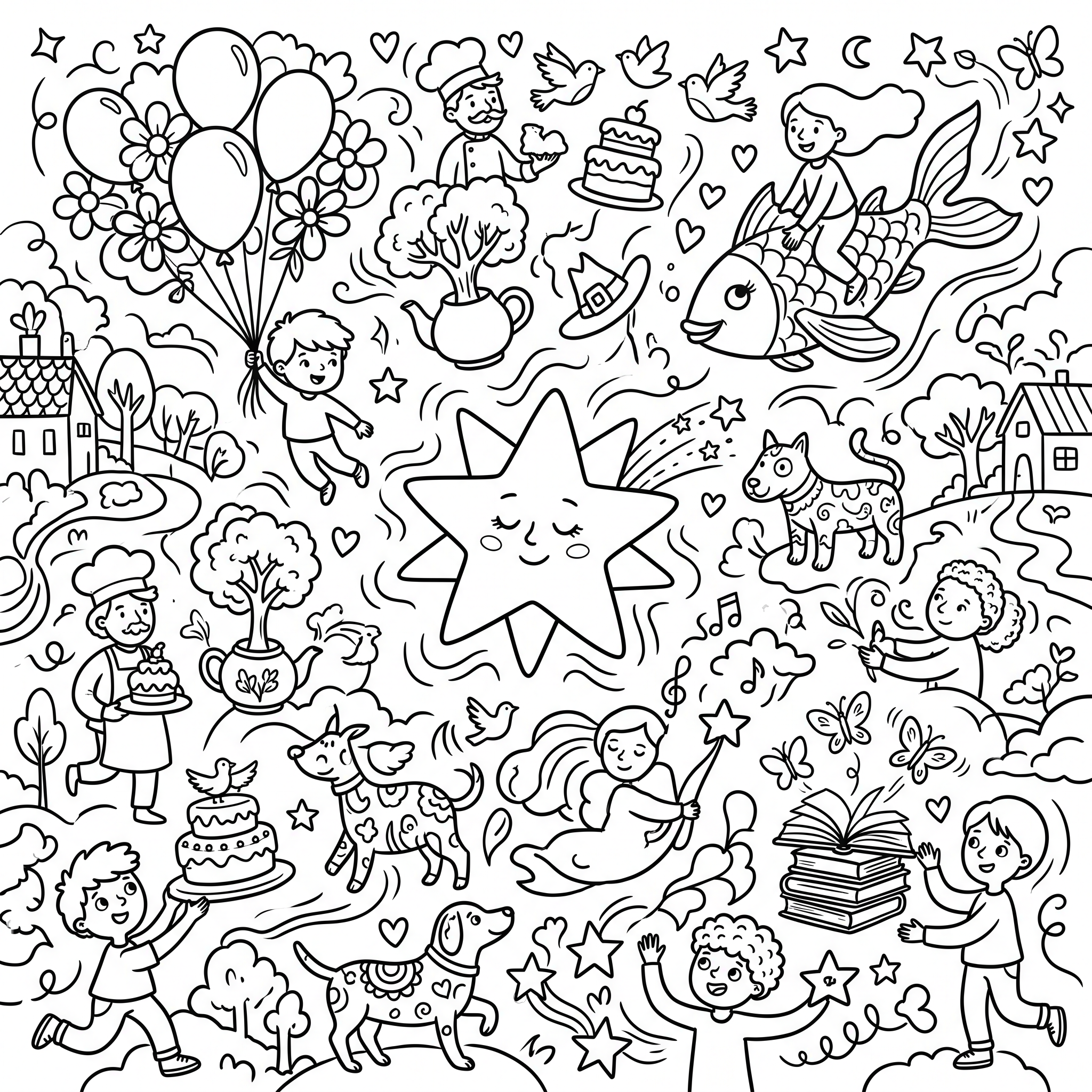 Coloriage L'Étoile Lente et la Grande Pagaille des Souhaits