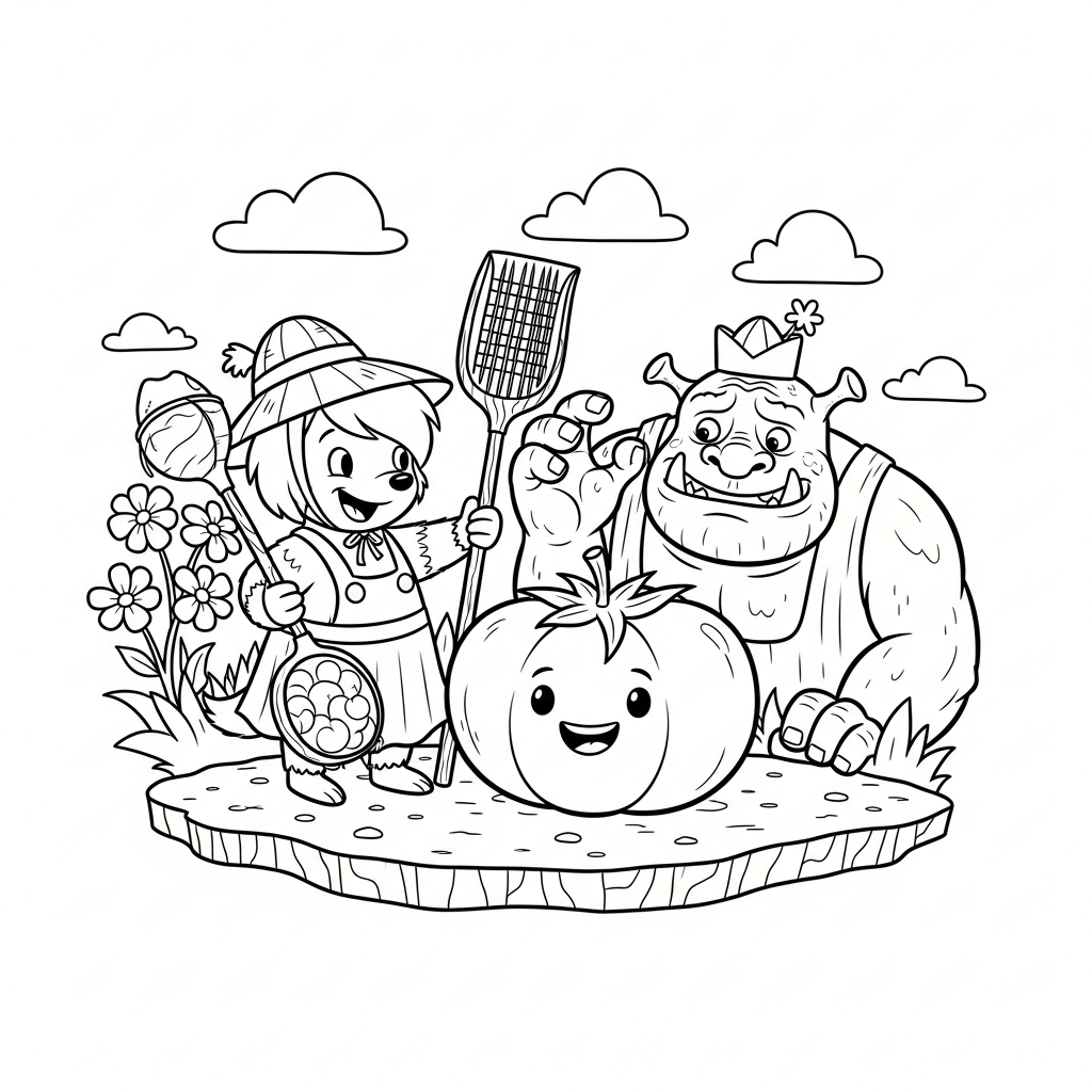 Coloriage Lola découvre pourquoi la tomate de l'ogre boudait