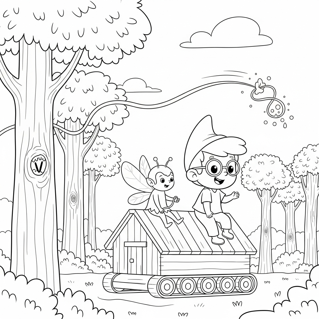 Coloriage Louna le tracteur qui écoutait le cœur des fleurs