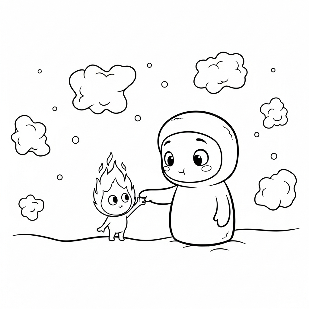 Coloriage Lucas le bonhomme de neige qui trouva la plus chaude des amitiés
