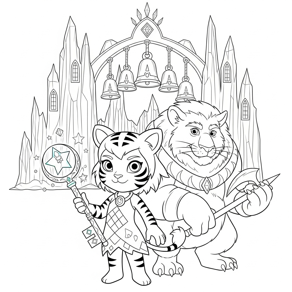 Coloriage Naia la tigresse qui fit sonner le carillon de Noël