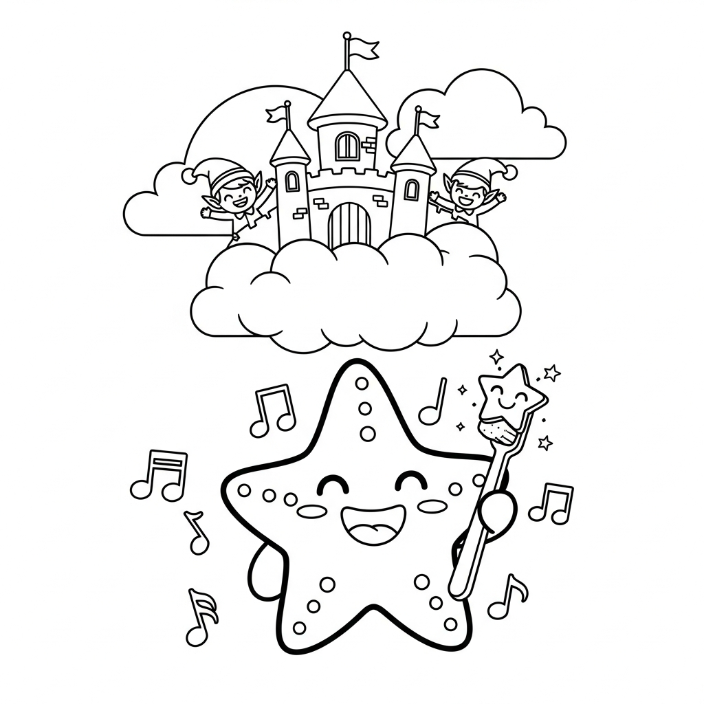 Coloriage Pixel l'étoile de mer qui répara la musique des nuages