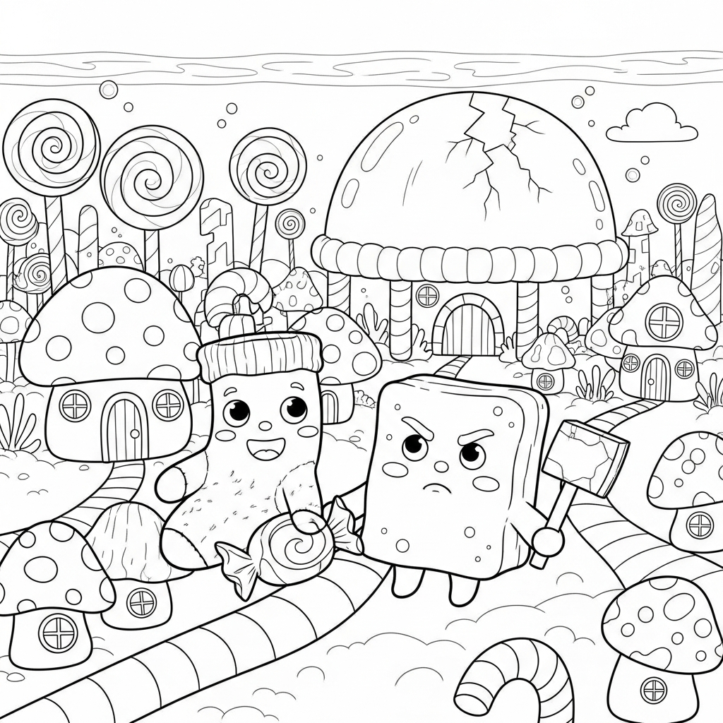 Coloriage Plume la chaussette qui sauva toute une ville avec un hoquet