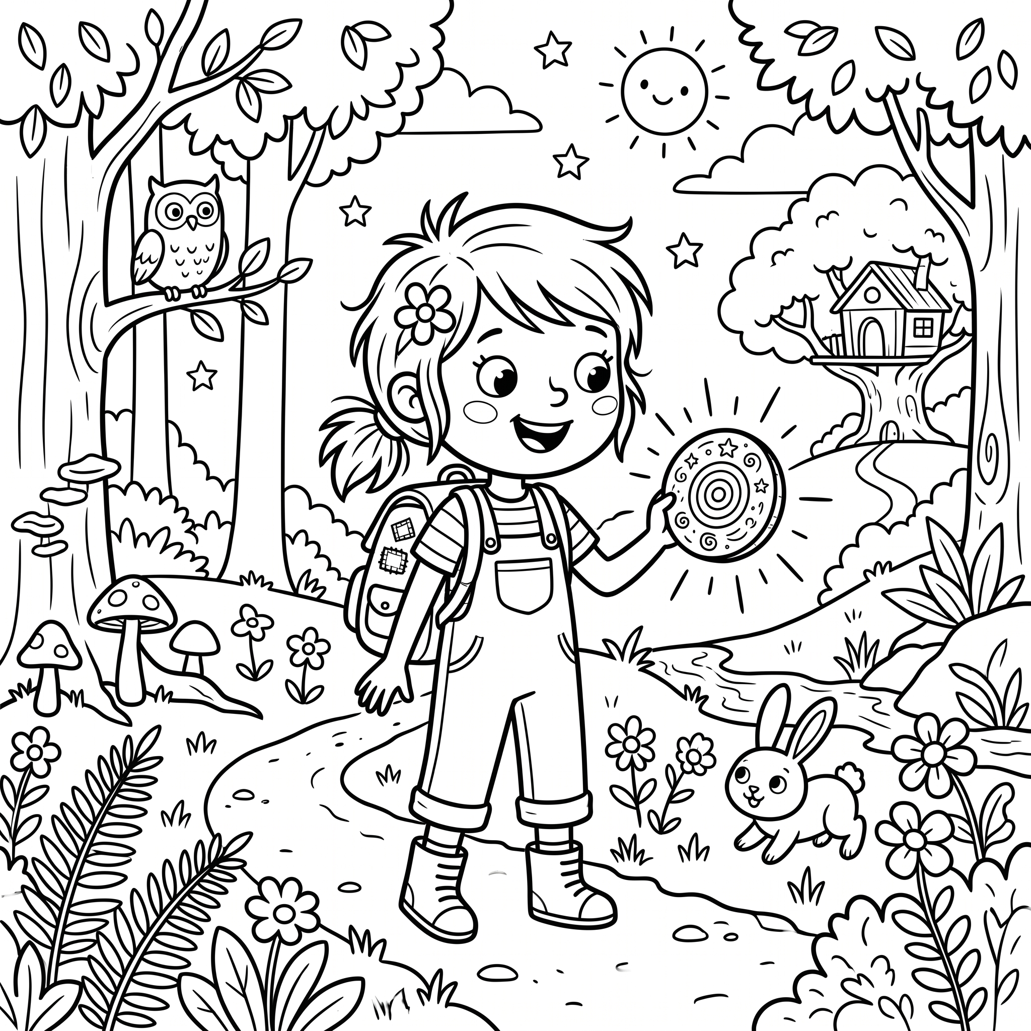 Coloriage Poussière et le Bouton Arc-en-Ciel