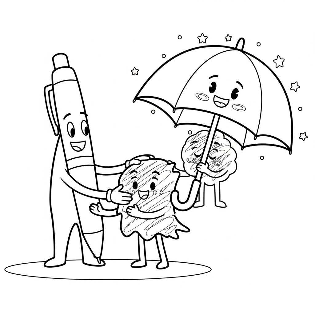 Coloriage Saperlipopette et le parapluie qui faisait n'importe quoi
