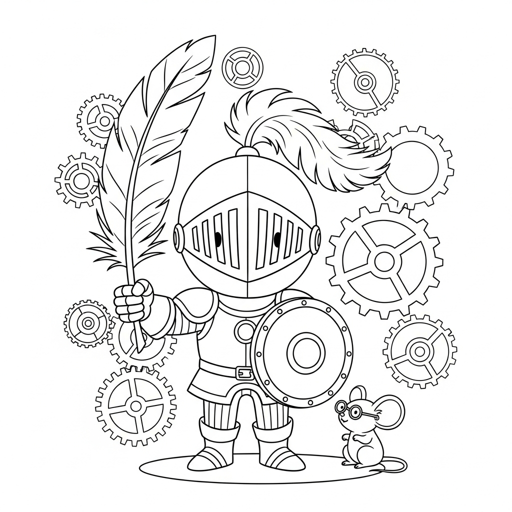 Coloriage Sir Chatouille et la Grande Pendule Grognon