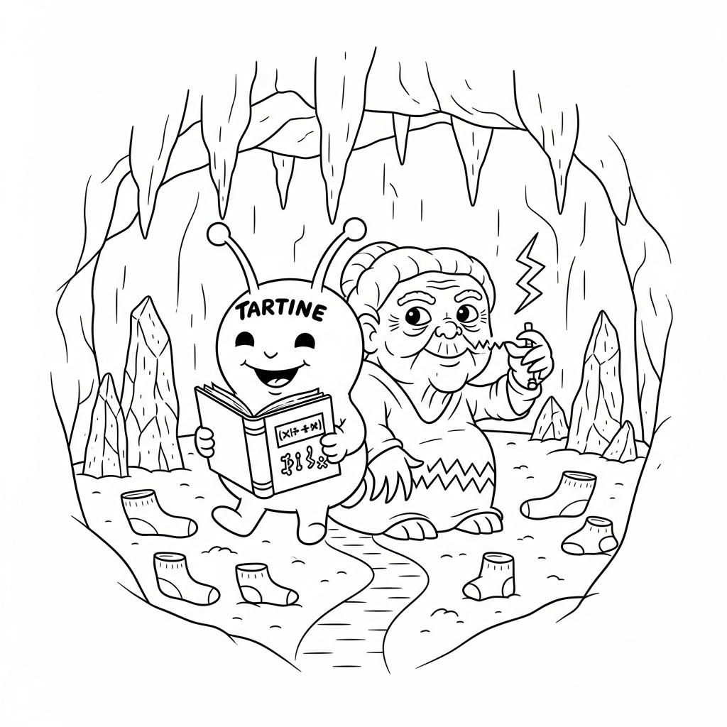 Coloriage Tartine découvre que les chaussettes ne mangent pas les extraterrestres