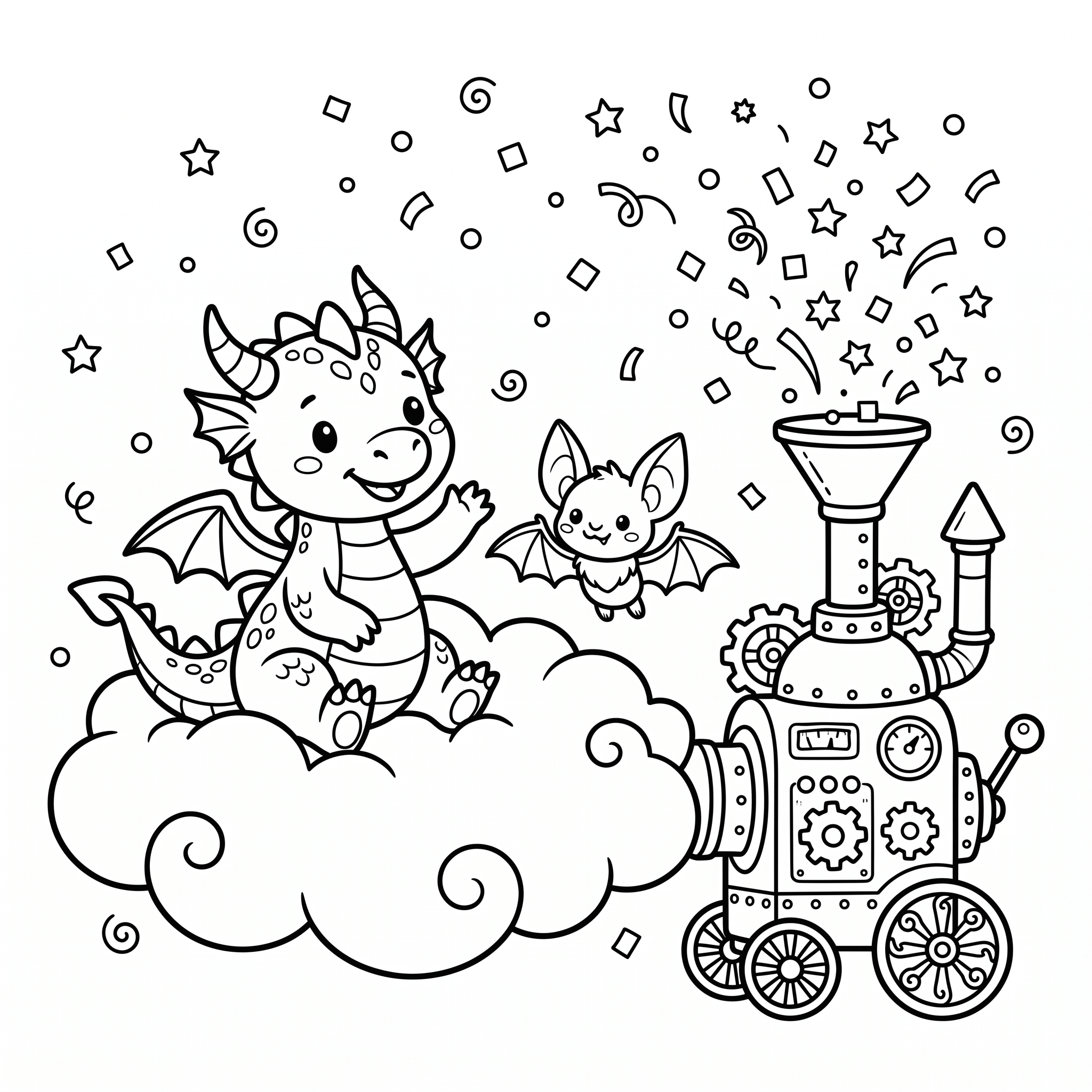 Coloriage Zéphyr et la Grande Panique des Confettis Volants