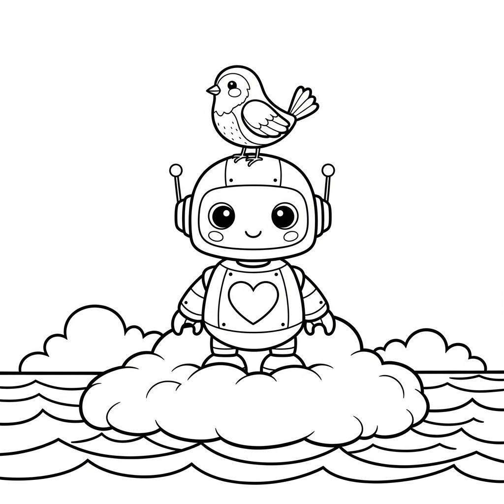 Coloriage Câlinou, le Robot Câlin