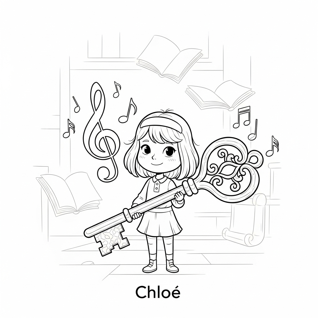 Coloriage Chloé et la clé des chansons