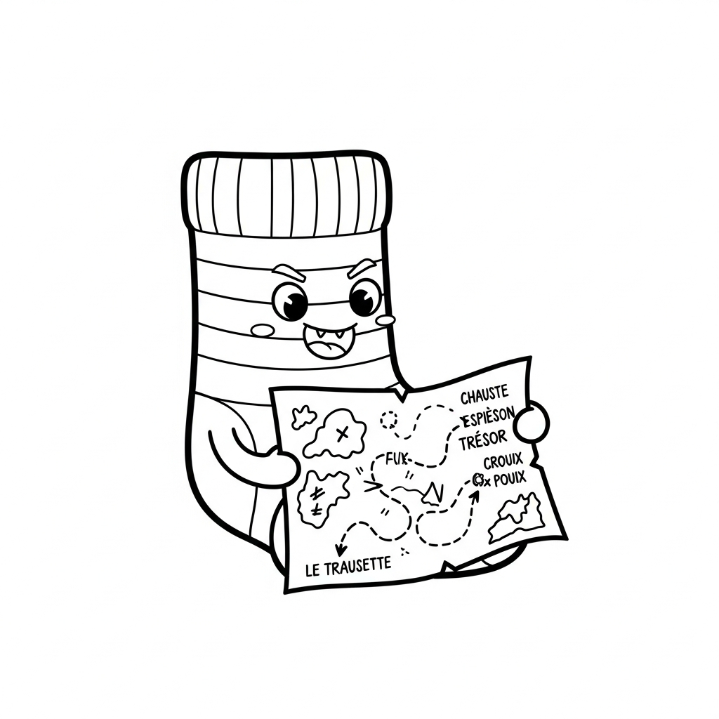Coloriage Ciboulette la chaussette cherche un trésor