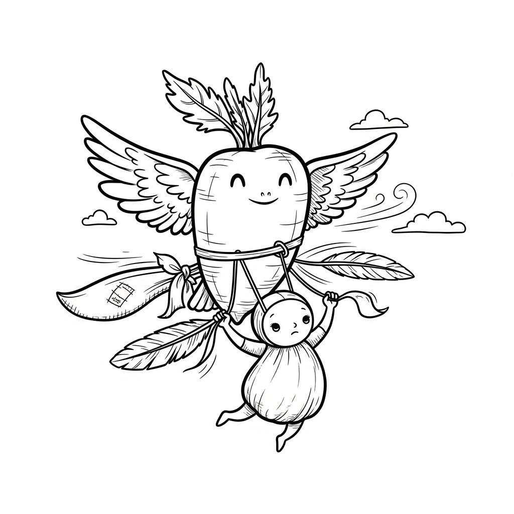 Coloriage Comète trouve un ami et apprend à voler