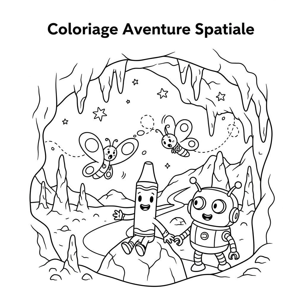 Coloriage Diabolo le crayon trouve un ami dans les étoiles