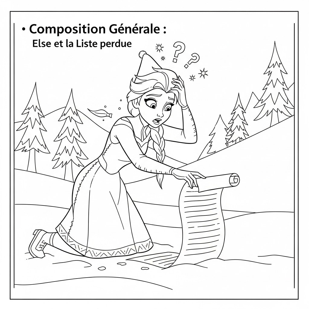 Coloriage Elsa la lutine a perdu sa liste magique