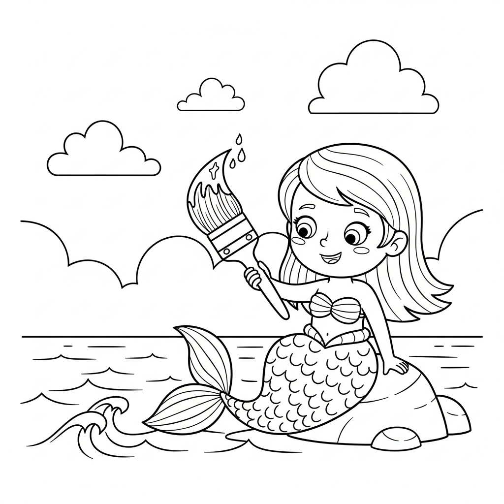 Coloriage Frimousse cherche son pinceau magique