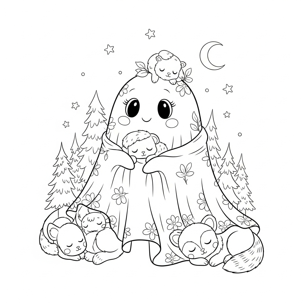 Coloriage La Douce Lumière du Petit Fantôme