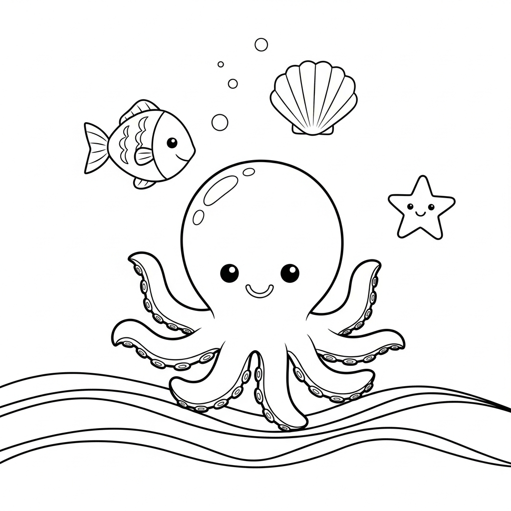 Coloriage La Douce Mélodie de la Petite Pieuvre