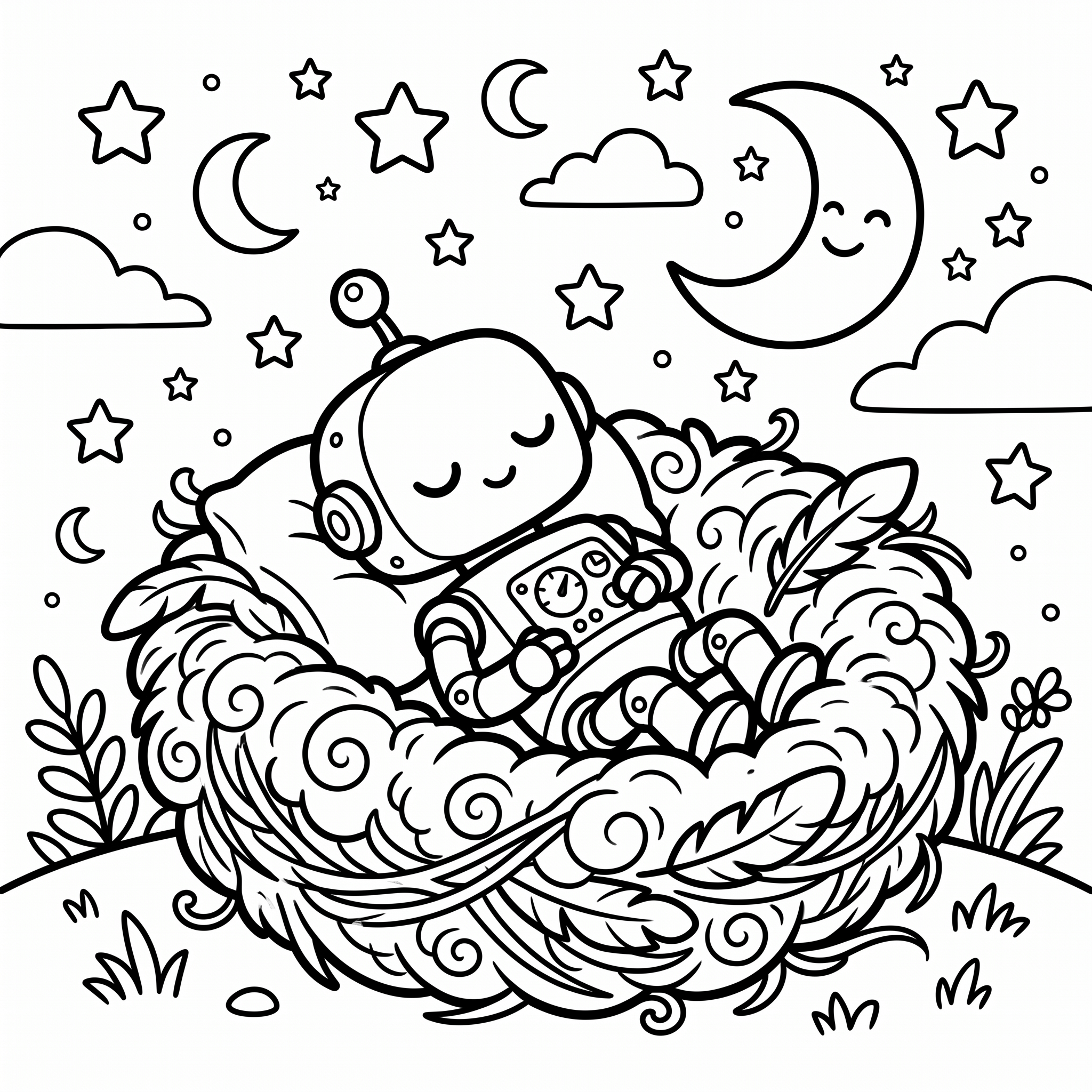 Coloriage Le doux nid de Nao