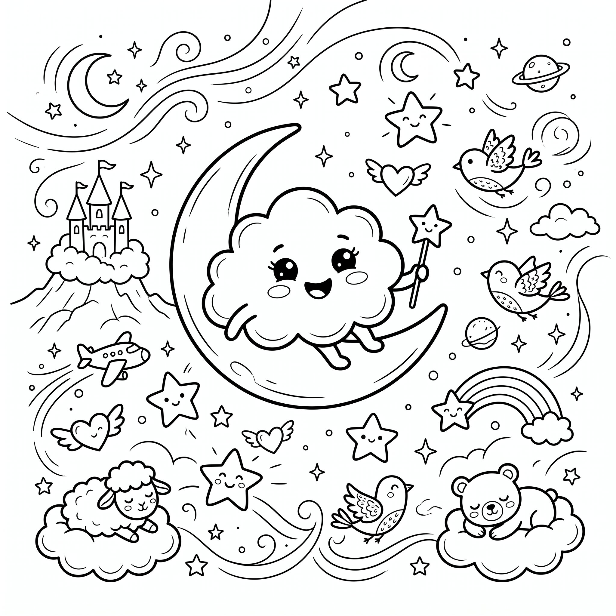 Coloriage Le Doux Rêve du Petit Nuage