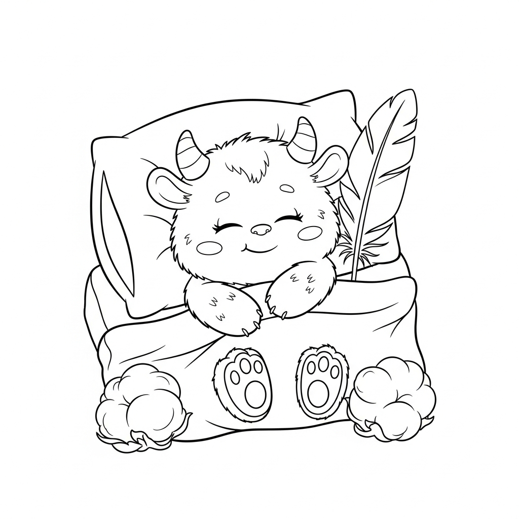 Coloriage Le Lit Tout Doux de Pipou