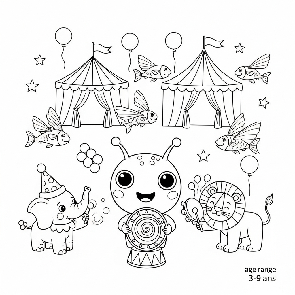 Coloriage Marbles Remet le Cirque à l'Endroit