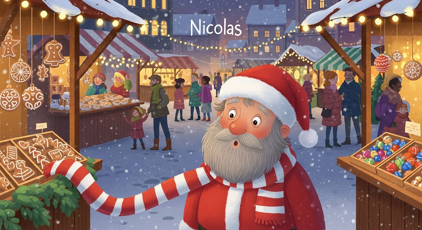 Nicolas le Père Noël Curieux cherche son écharpe magique