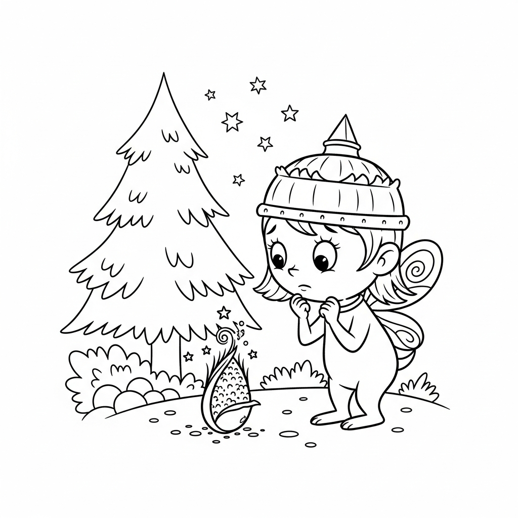 Coloriage Pim la théière cherche le trésor de Noël