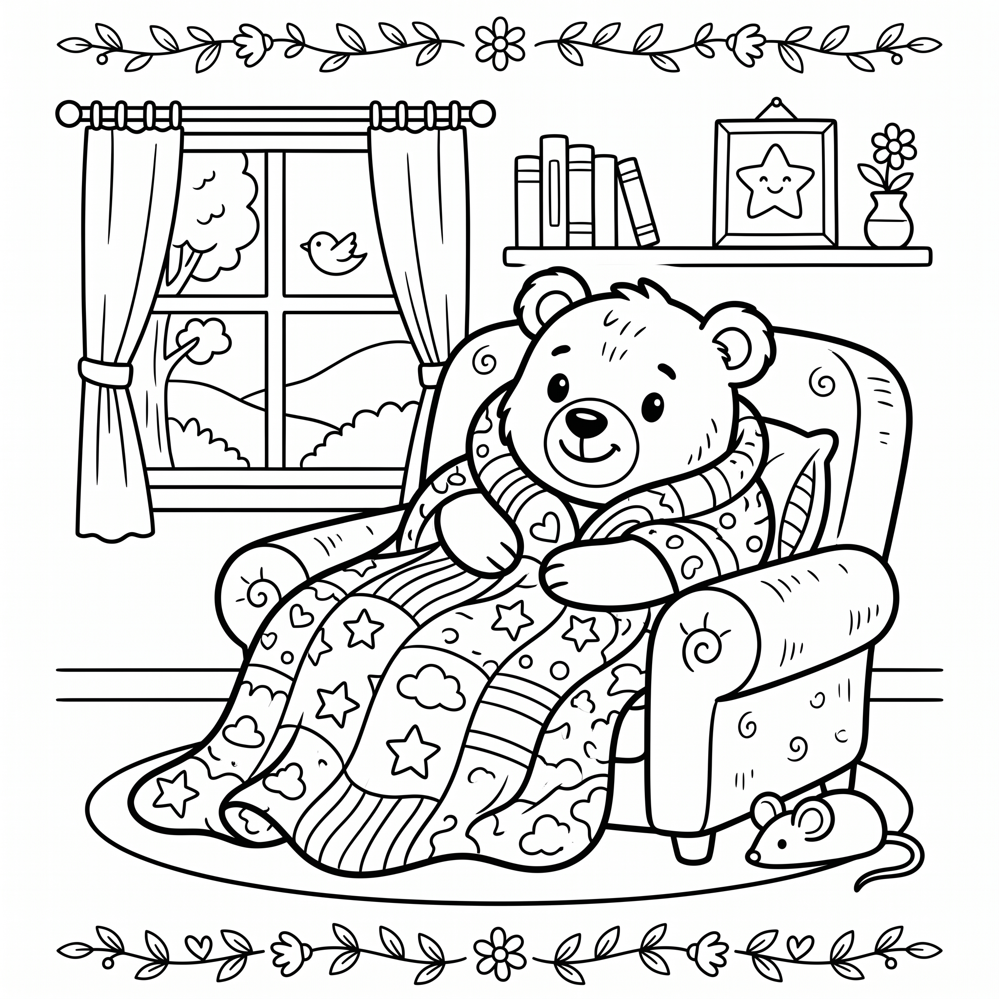 Coloriage Pompon et la Couverture Douce
