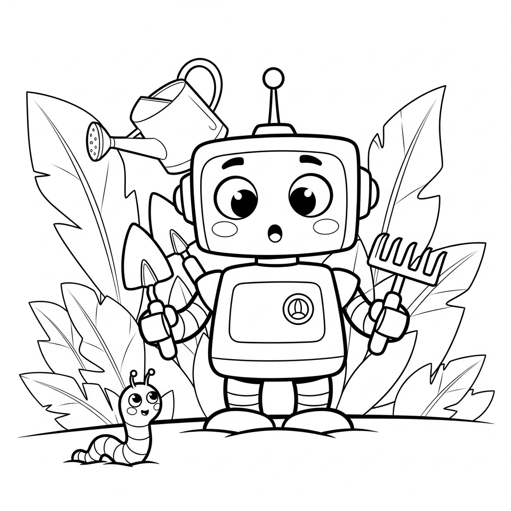 Coloriage Robo-Jardin et le Mystère des Vers Dansants