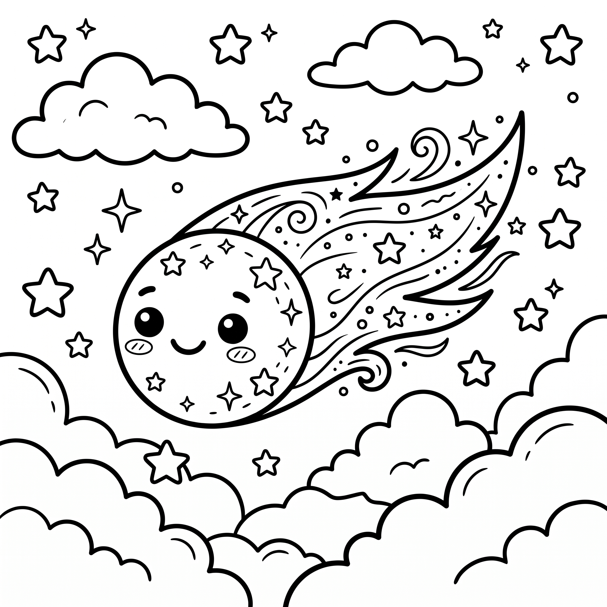 Coloriage Sasha la petite comète cherche le sommeil